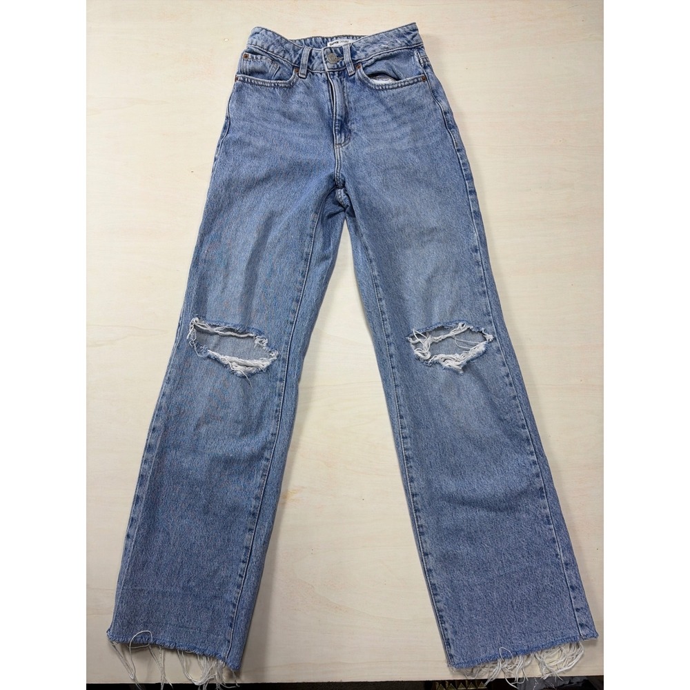 Garage Denim Wide Leg Distressed Jeans Light Wash Blue Size 00 23 High Rise